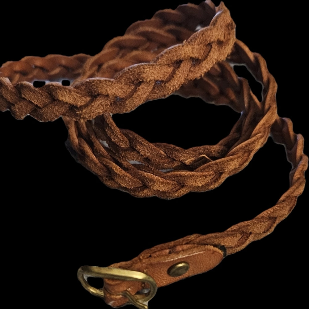Express Braided Brown Leather Belt